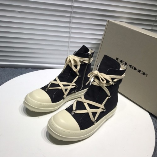 Rick 0wens cross shoelaces canvas hi shoes sneaker [This pair of shoes needs to be made to order Custom made time is about 10 days]