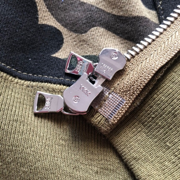  1:1 version Bape 1st camo shark zip up hoodie green