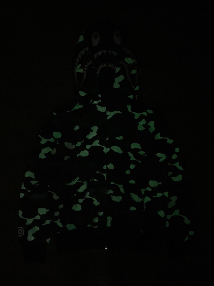 [Buy More Save More]1:1 Bape double hood glow in dark shark hoodie