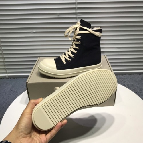 Rick 0wens canvas hi sneaker shoes zipper black and white