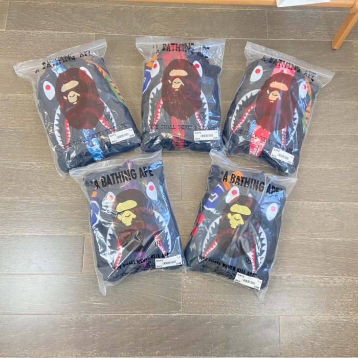 1:1 quality version Bape 21fw double hood shark camo black hoodie 5 colors