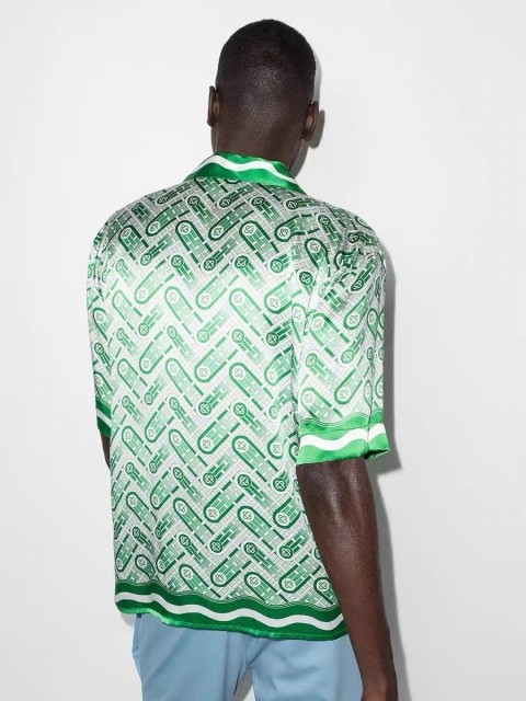 Full logo silk short sleeve shirt