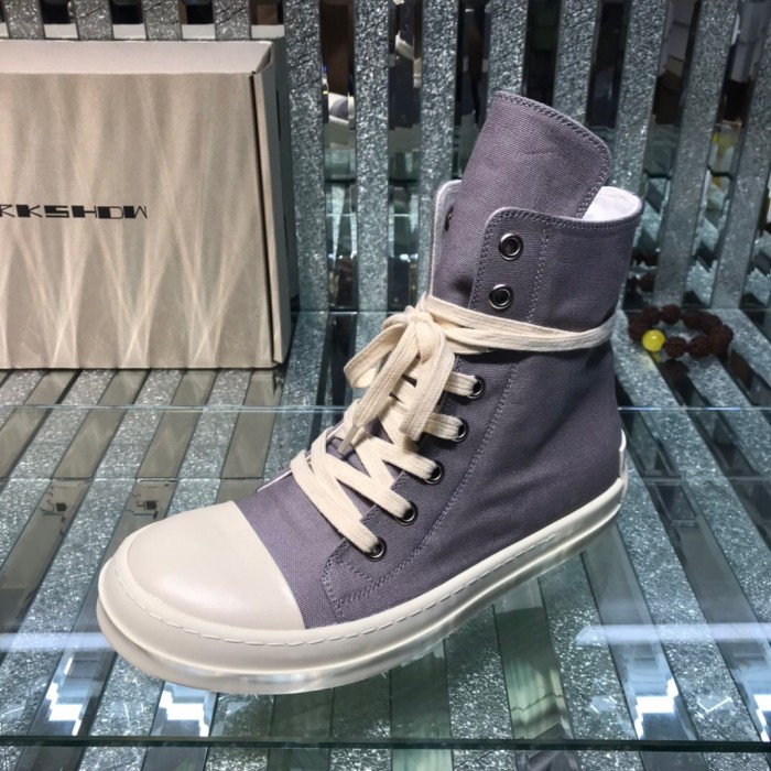 [buy more save more]Rick 0wens 2021 canvas hi shoes sneaker grey & white & black