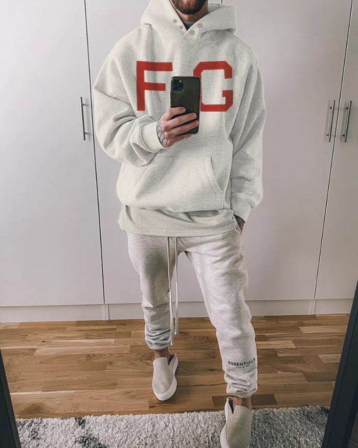 [Buy More Save More]1:1 quality version Fear of God 7th Collection flocking red FG logo hoodie