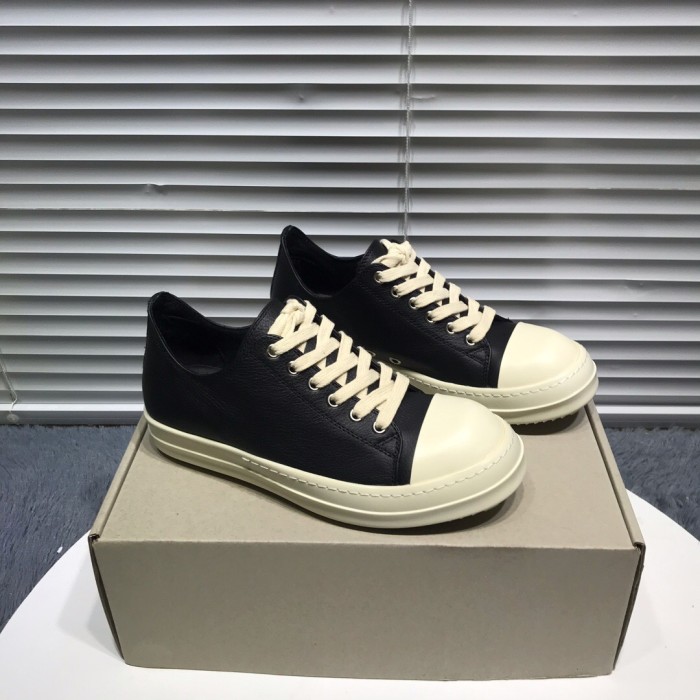 [buy more save more]Rick 0wens canvas leather hi sneaker shoes [This pair of shoes needs to be made to order Custom made time is about 10 days]