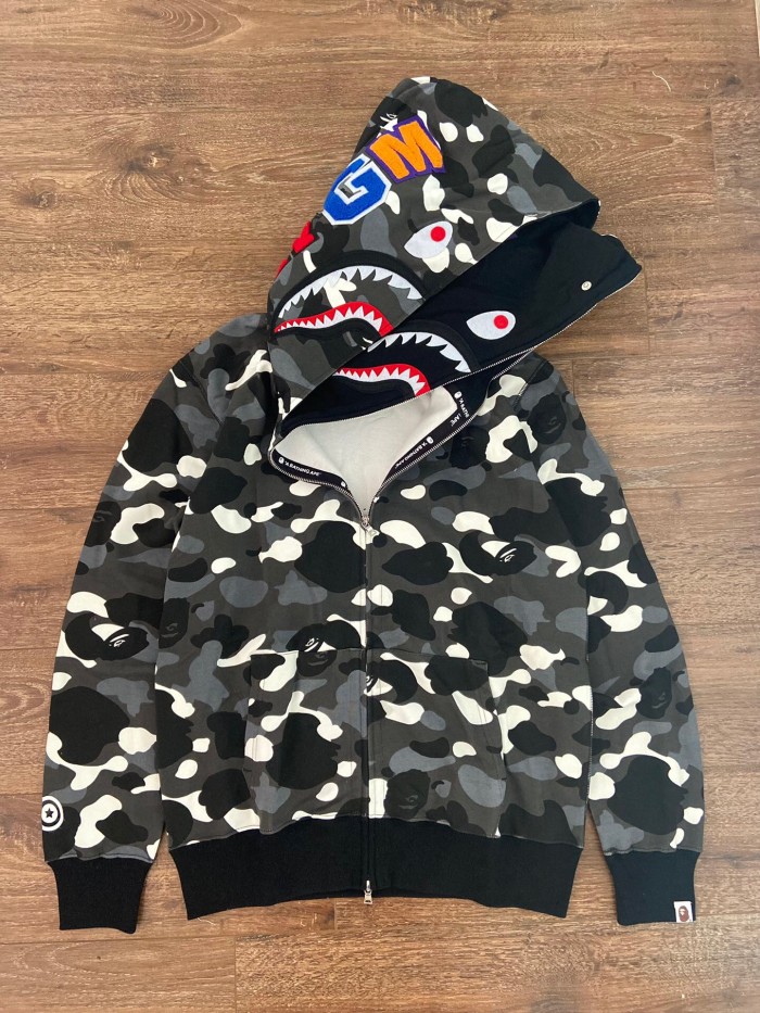 [Buy More Save More]1:1 Bape double hood glow in dark shark hoodie