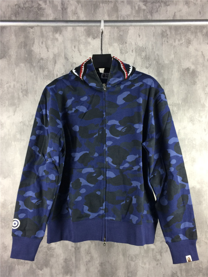  1:1 quality version 1ST OG Blue Full Camo Shark Full Zip up Hoodies