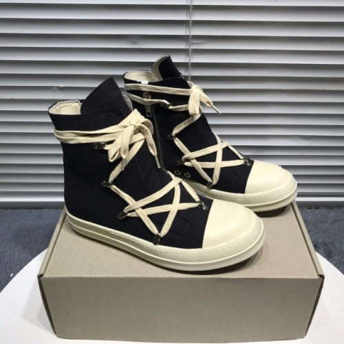Rick 0wens cross shoelaces canvas hi shoes sneaker [This pair of shoes needs to be made to order Custom made time is about 10 days]