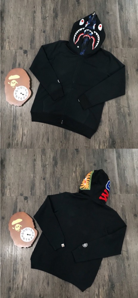 1:1 quality version Bape 21fw double hood shark camo black hoodie 5 colors