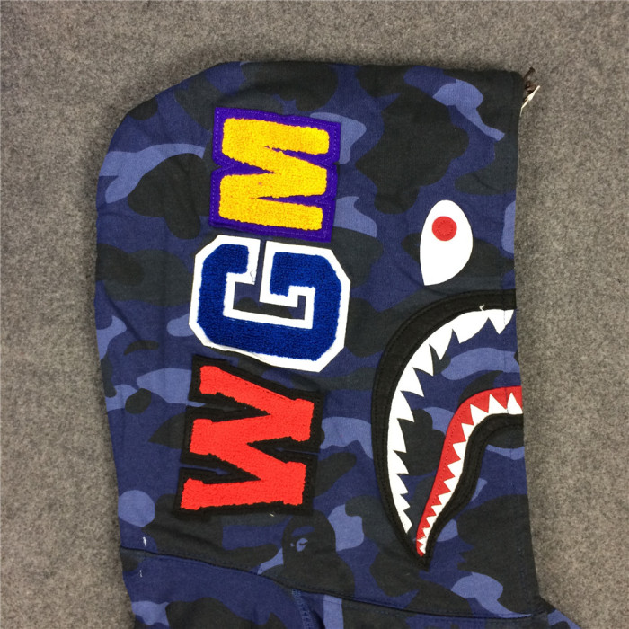  1:1 quality version 1ST OG Blue Full Camo Shark Full Zip up Hoodies