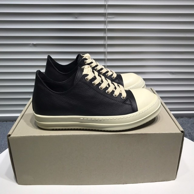 [buy more save more]Rick 0wens canvas leather hi sneaker shoes [This pair of shoes needs to be made to order Custom made time is about 10 days]
