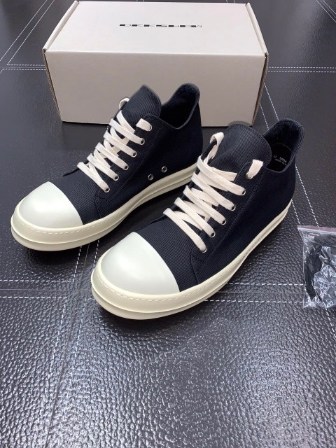 1:1 Rick 0wens canvas low sneaker shoes black and white [This pair of shoes needs to be made to order Custom made time is about 10 days]