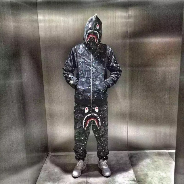 1:1 quality version Bape Half Green And Black Camo Shark Hoodie
