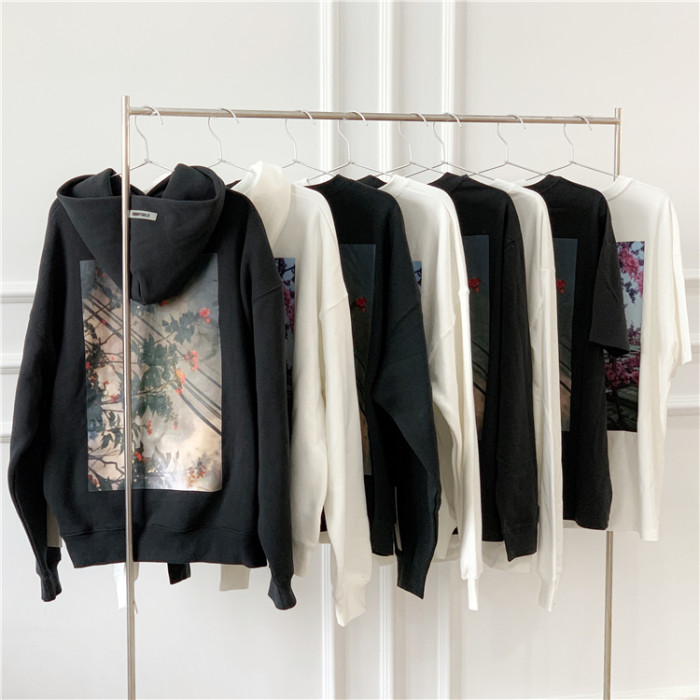 1:1 quality version Fear Of God fog Flower hoodie Black White