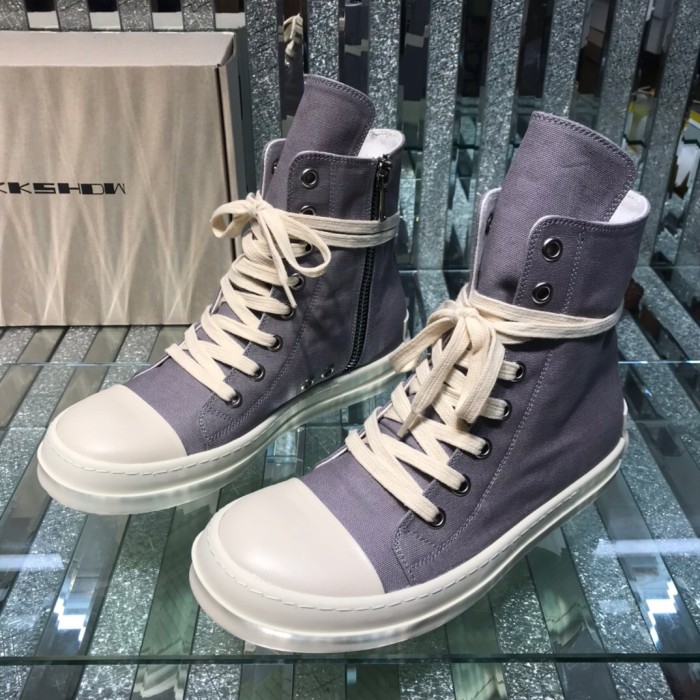 [buy more save more]Rick 0wens 2021 canvas hi shoes sneaker grey & white & black