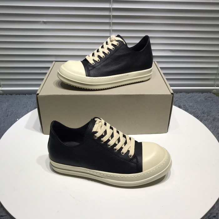 [buy more save more]Rick 0wens canvas leather hi sneaker shoes [This pair of shoes needs to be made to order Custom made time is about 10 days]