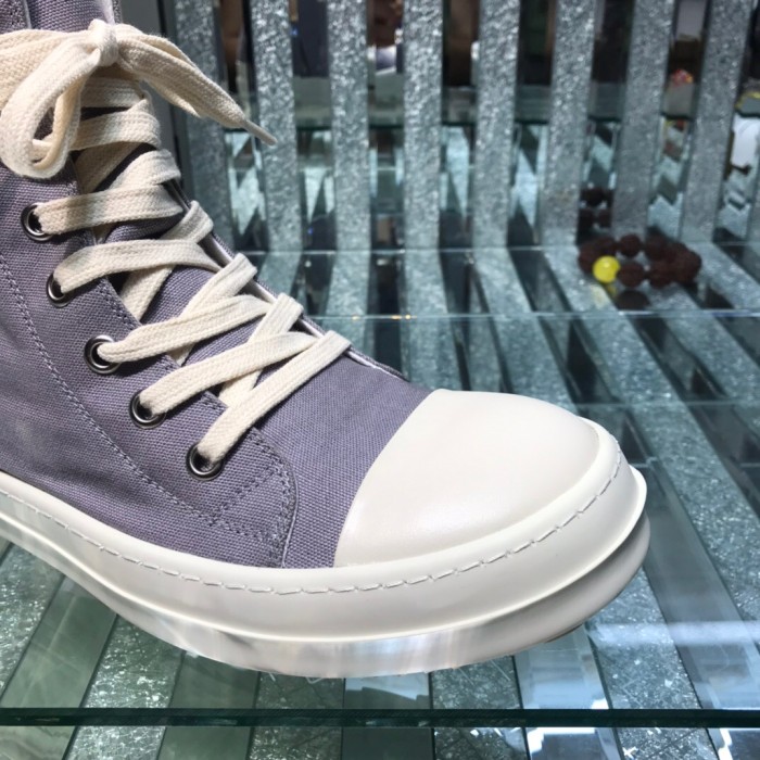 [buy more save more]Rick 0wens 2021 canvas hi shoes sneaker grey & white & black