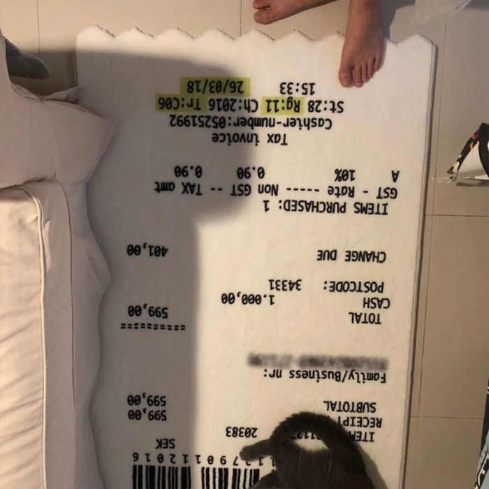 Off white receipt rug