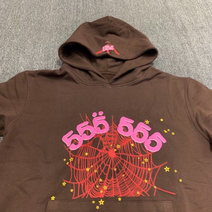 Young Thug Sp5der Spider web brown hoodie
