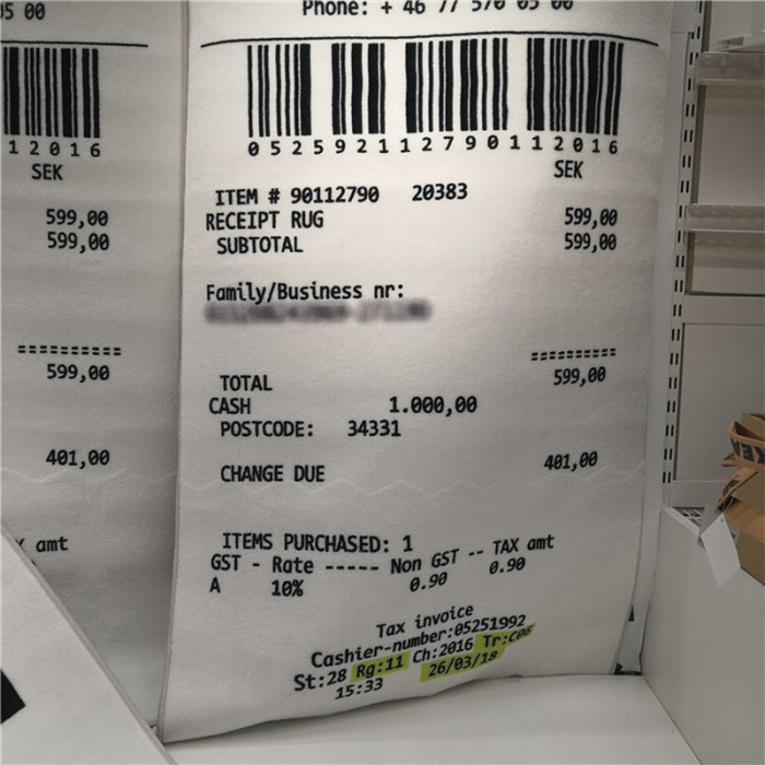 Off white receipt rug