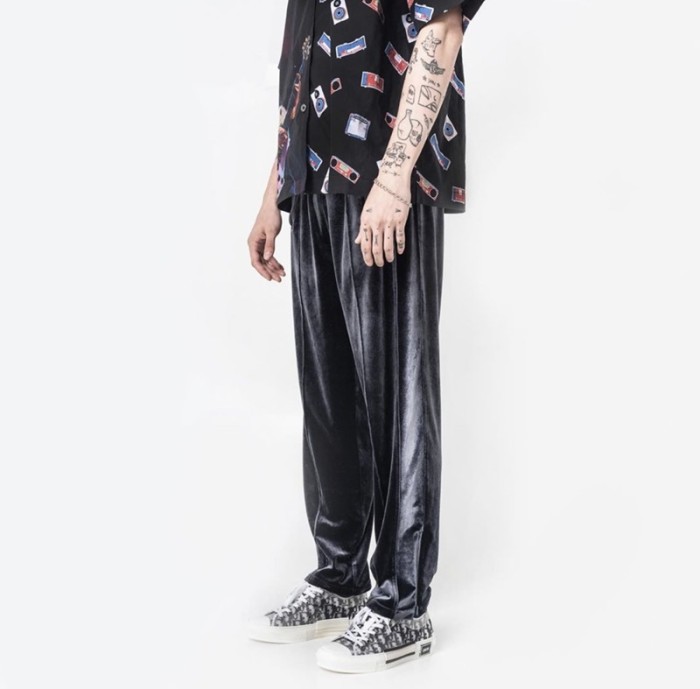[Buy more Save more]Street style velvet pants black brown