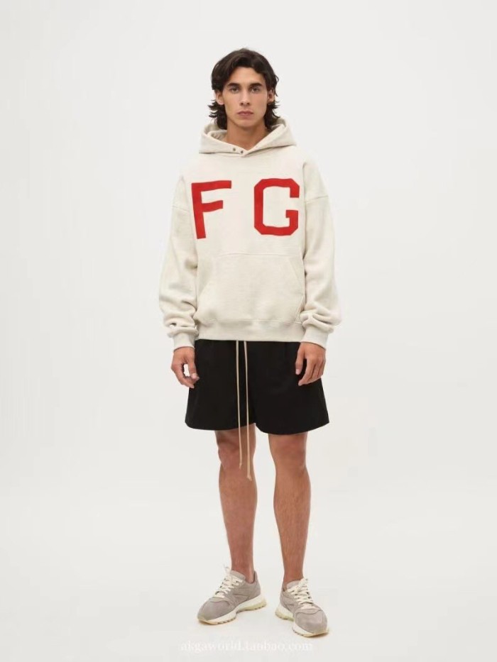 [Buy More Save More]1:1 quality version Fear of God 7th Collection flocking red FG logo hoodie