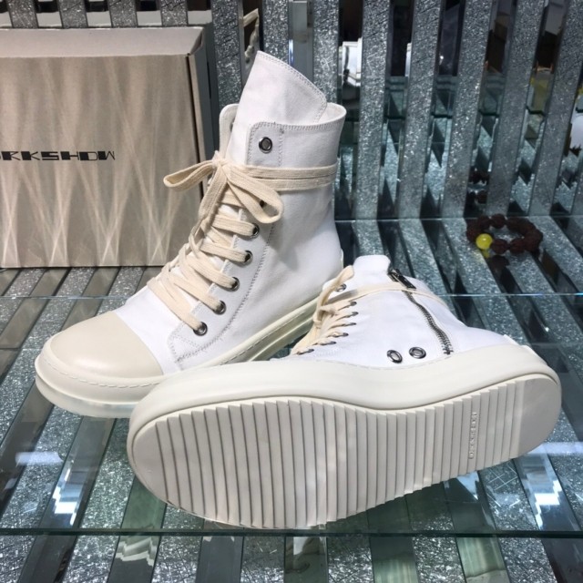 [buy more save more]Rick 0wens 2021 canvas hi shoes sneaker grey & white & black