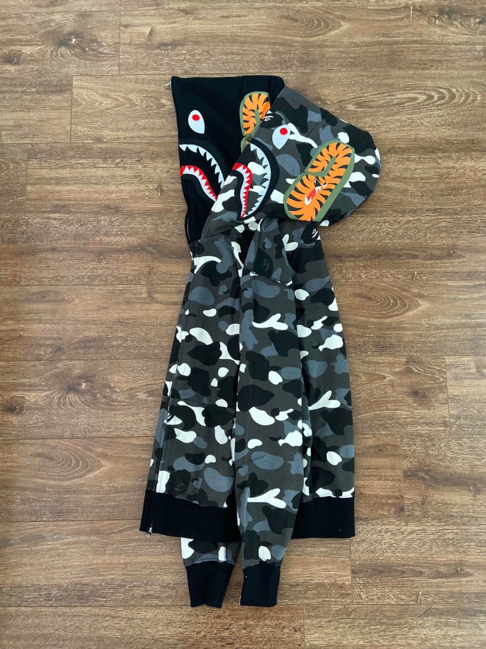 [Buy More Save More]1:1 Bape double hood glow in dark shark hoodie