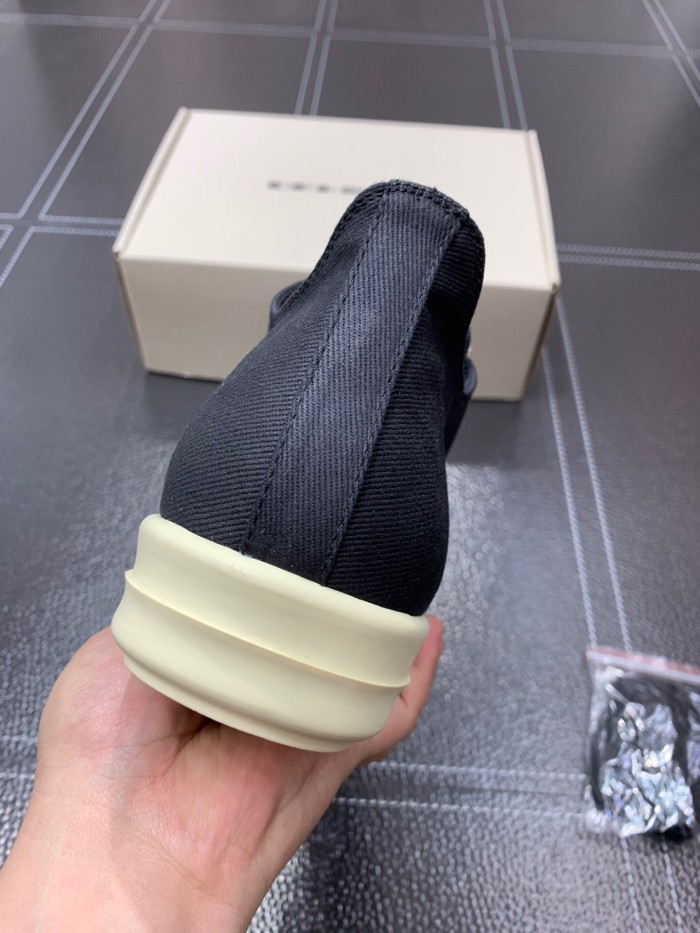 1:1 Rick 0wens canvas low sneaker shoes black and white [This pair of shoes needs to be made to order Custom made time is about 10 days]