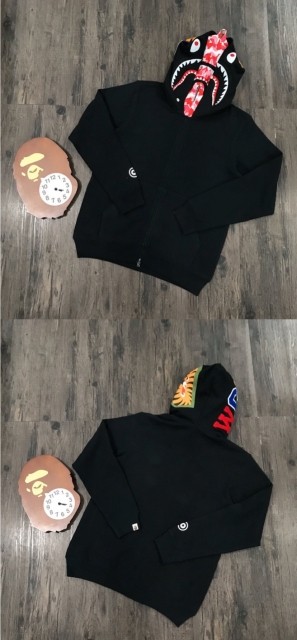 1:1 quality version Bape 21fw double hood shark camo black hoodie 5 colors