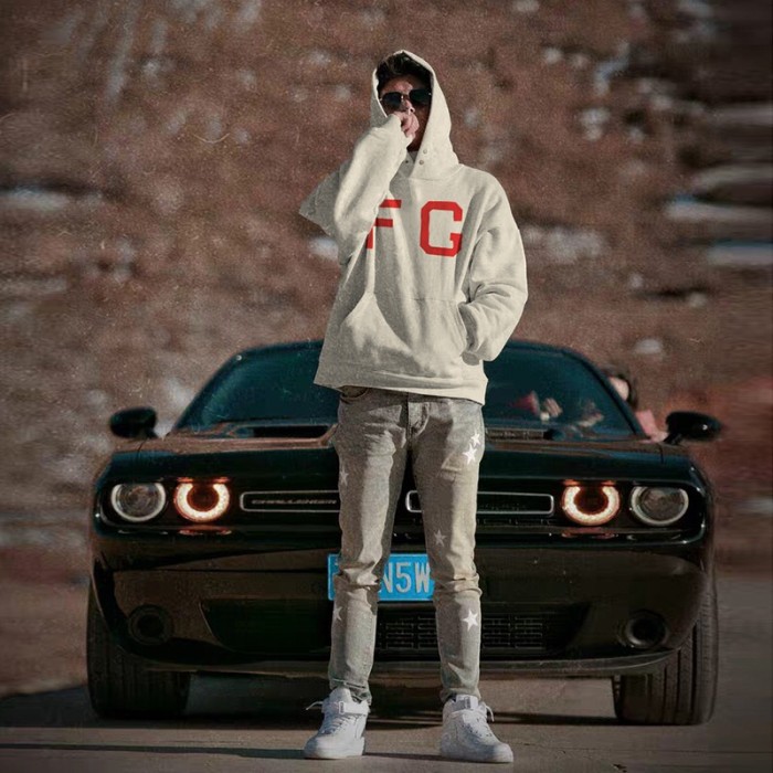 [Buy More Save More]1:1 quality version Fear of God 7th Collection flocking red FG logo hoodie