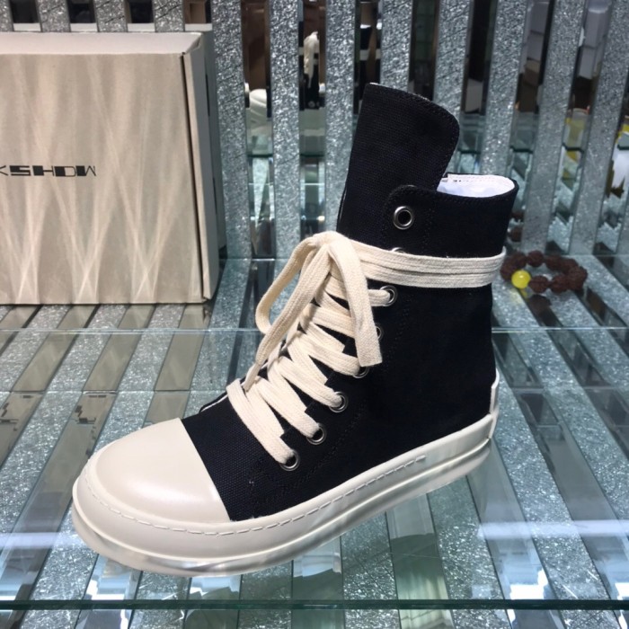 [buy more save more]Rick 0wens 2021 canvas hi shoes sneaker grey & white & black