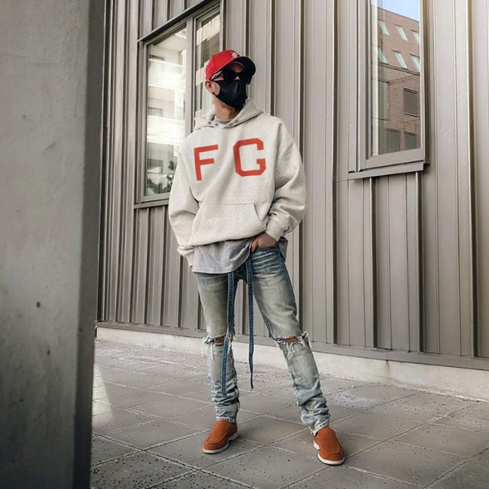 [Buy More Save More]1:1 quality version Fear of God 7th Collection flocking red FG logo hoodie