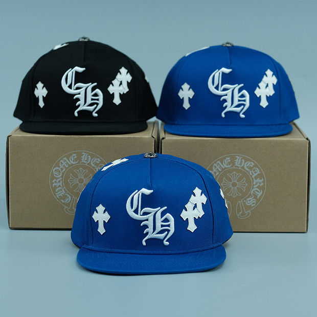 embroidered logo flat brim cap