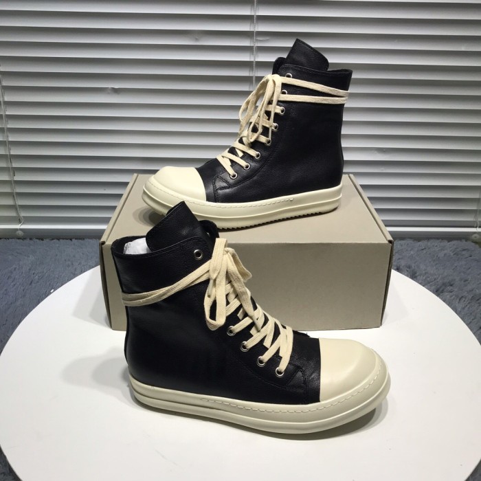[buy more save more]Rick 0wens leather hi sneaker shoes [This pair of shoes needs to be made to order Custom made time is about 10 days]