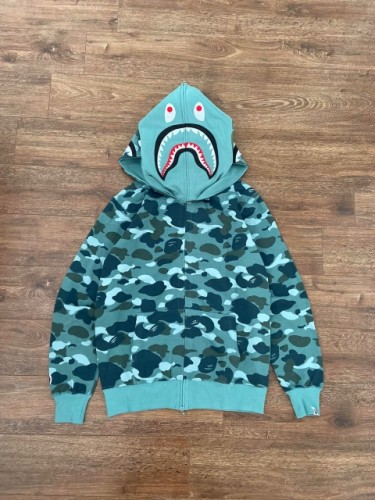 1:1 quality version Bape double hoody shark hoodie laker blue