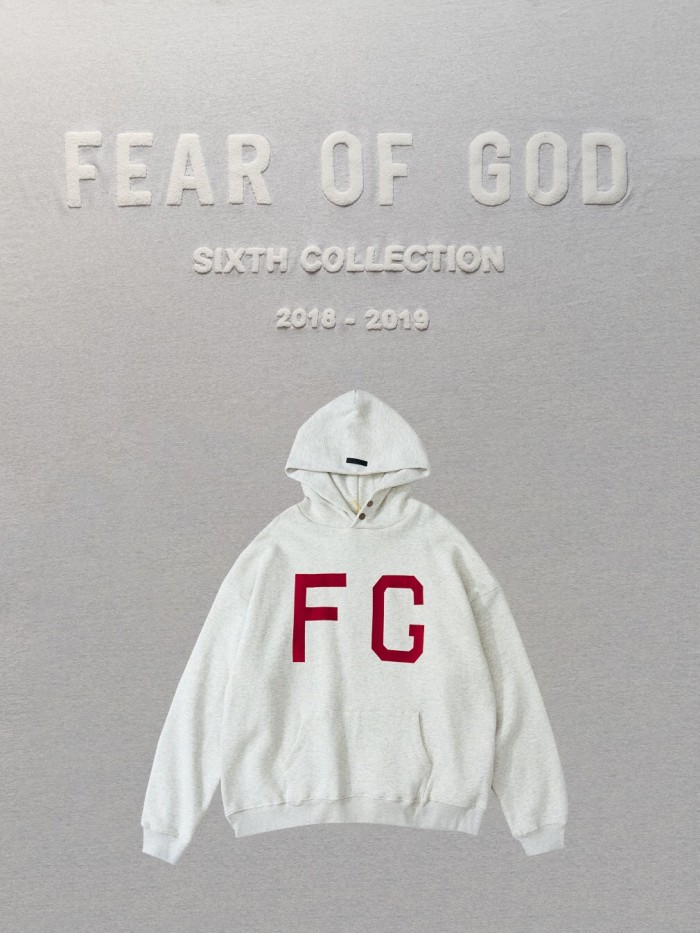 [Buy More Save More]1:1 quality version Fear of God 7th Collection flocking red FG logo hoodie