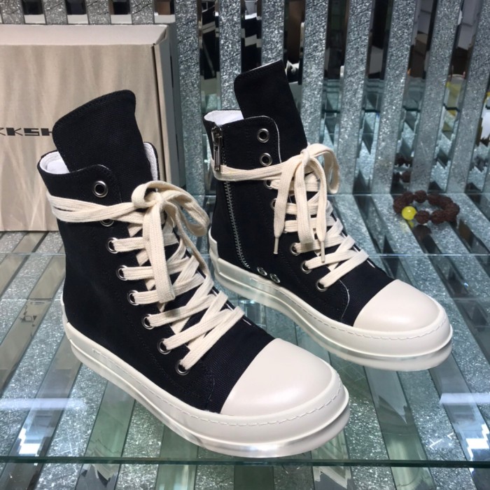 [buy more save more]Rick 0wens 2021 canvas hi shoes sneaker grey & white & black