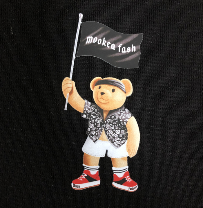 [buy more save more] Palm Angels flag bear hoodie black & white