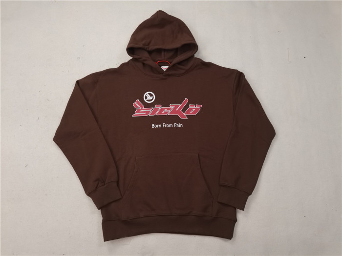 [buy more save more]  1:1 quality version Sicko red letters logo brown hoodie-