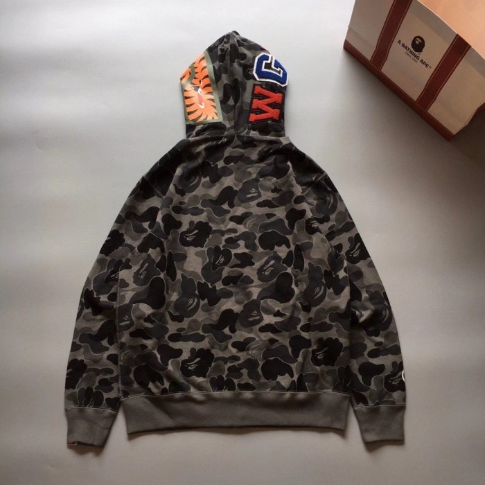 [50% Off]1:1 quality Bape ABC camo shark full zip-up black hoodie