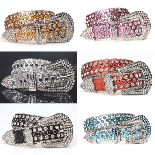 Hip hop style crystal belt gold silver-