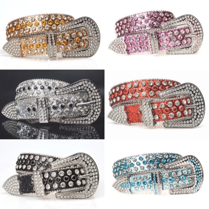 [50% Off]Hip hop style crystal belt gold silver 18082509