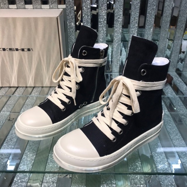 [buy more save more]Rick 0wens 2021 canvas hi shoes sneaker grey & white & black