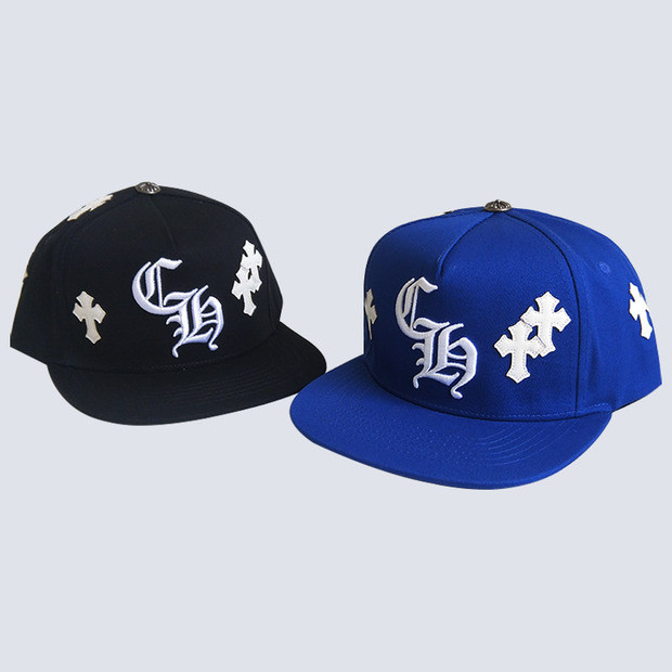 embroidered logo flat brim cap