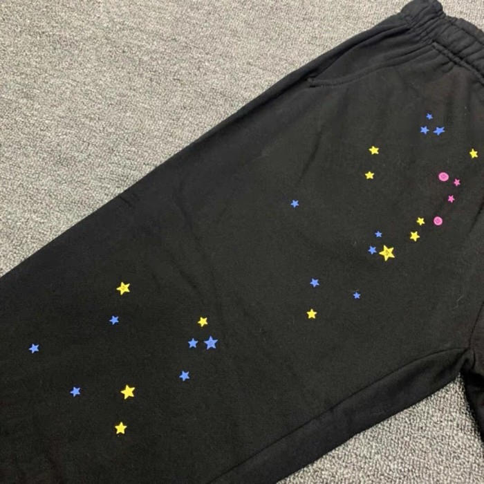 Young Thug Sp5der pink letters logo black pants
