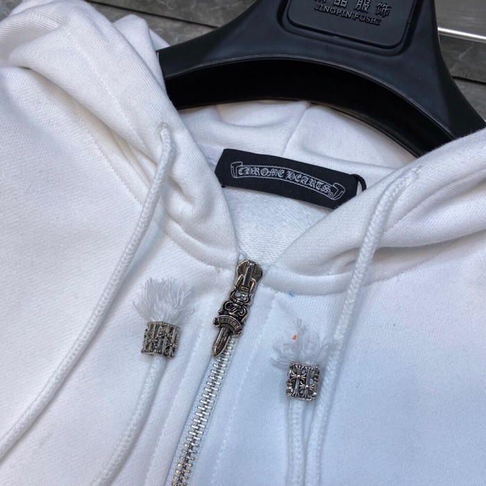 colorful leather cross logo sleeve hoodie black & white