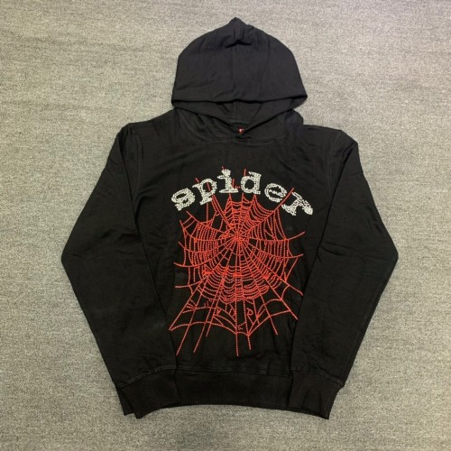 [buy more save more] Young Thug Sp5der-Shimmering cobweb hoodieBlack&White