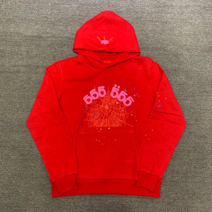 Young Thug Sp5der-Pink digital red hoodie