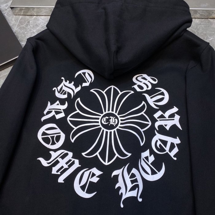 red embroidered logo hoodie